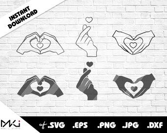 Korean Heart gestures SVG Bundle digital cut files