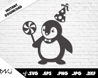 Baby Penguin Party Hat SVG Cricut Clipart Silhouette