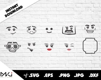Fun Brick Face Figures SVG for Cricut or Silhouette Machines