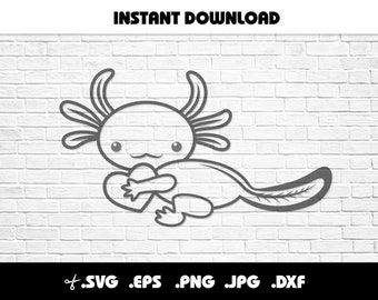 Adorable Axolotl hugging love heart Nursery SVG cutting Vinyl Decal Crafts for Cricut or Silhouette Machines