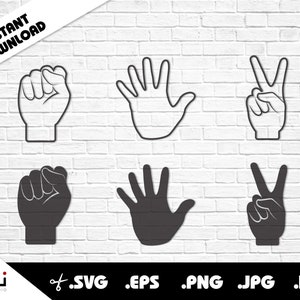 Paper Scissors Rock gioco SVG file digitali per Cricut o Silhouette Machines