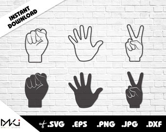 Paper Scissors Rock game SVG digital files for Cricut or Silhouette Machines
