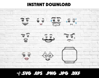 Fun Brick Face Expression Figures SVG for Cricut or Silhouette Machines