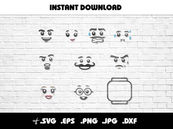 Fun Brick Face Expression Figures SVG for Cricut or Silhouette Machines
