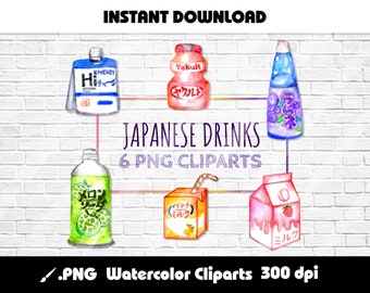 Japanese Beverage Watercolor Hand painted DIY clipart PNG