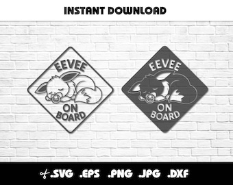 Cute Eevee on Board SVG for Cricut or Silhouette Machines