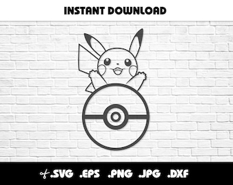 Pikachu Pokeball car decal SVG Digital Files (invert decal available)