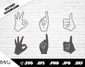 Hand gestures SVG Bundle digital files for Cricut or Silhouette Machines
