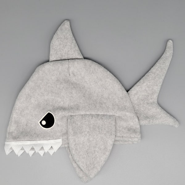 22 inch Shark fleece Winter Hat, Dress Up Hat