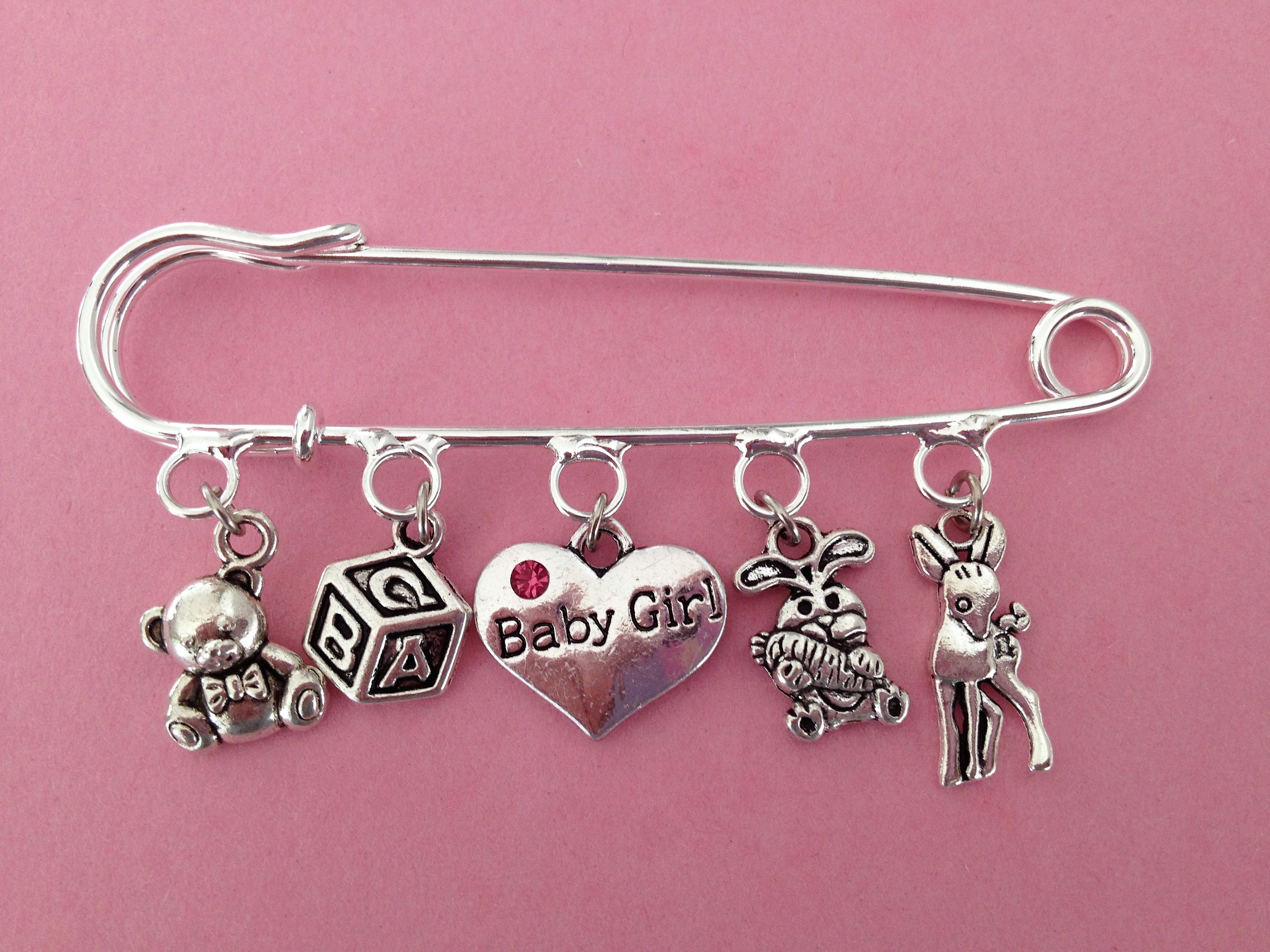 Diaper Pin Custom with cute baby charms Princess Baby Girl Etsy