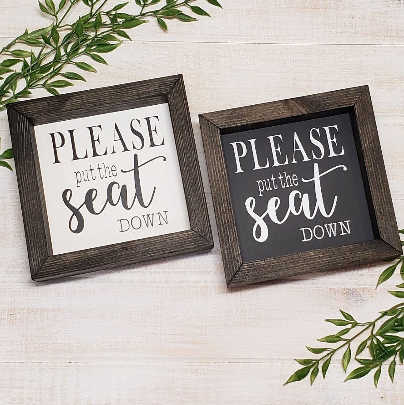 Please Put the Seat Down Sign Bathroom Sign Bathroom Wall Etsy