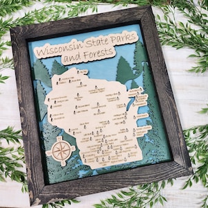 Wisconsin State Park and Forests Map, Wisconsin State Park & Forest, Park Puzzle Map, Gift for Hikers, Gift for Campers, Nature Lover Gift