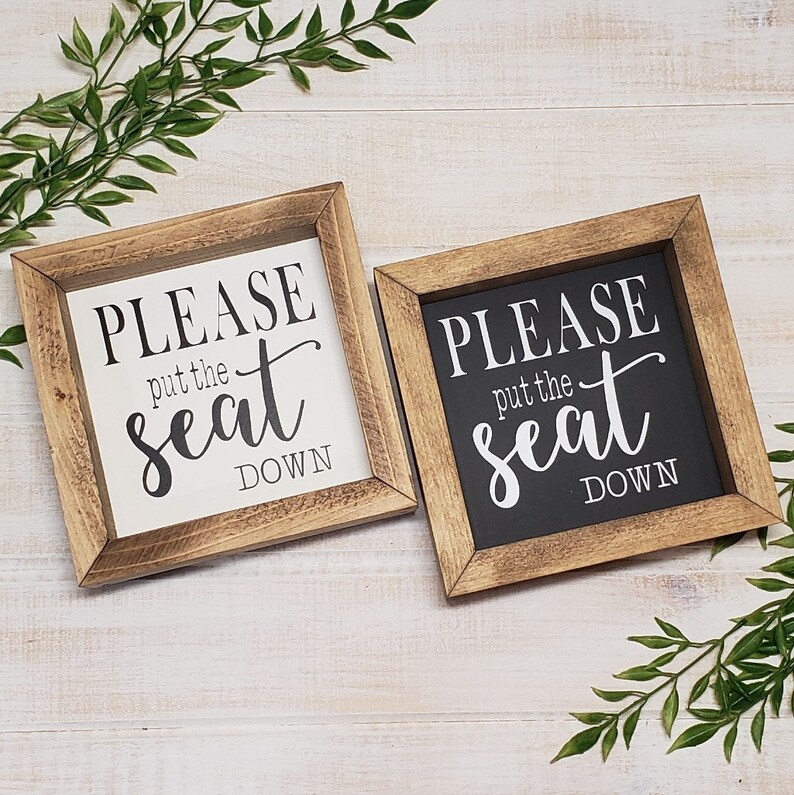 Please Put the Seat Down Sign Bathroom Sign Bathroom Wall Etsy