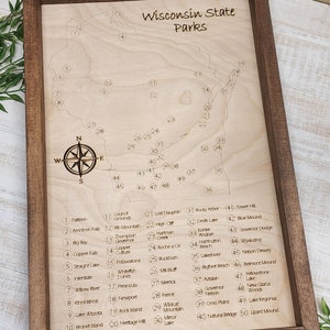 Wisconsin State Park Map Sign, State Park Map, State Park Sign, Wisconsin State Sign, Wisconsin State Park Checklist, State Park Checklist