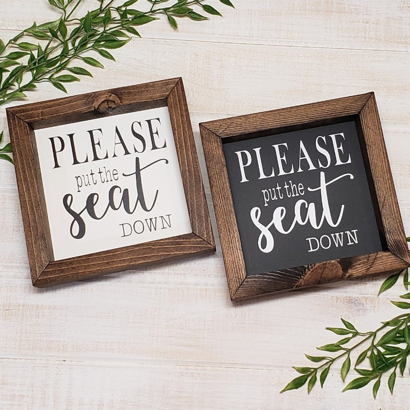 Please Put the Seat Down Sign Bathroom Sign Bathroom Wall Etsy