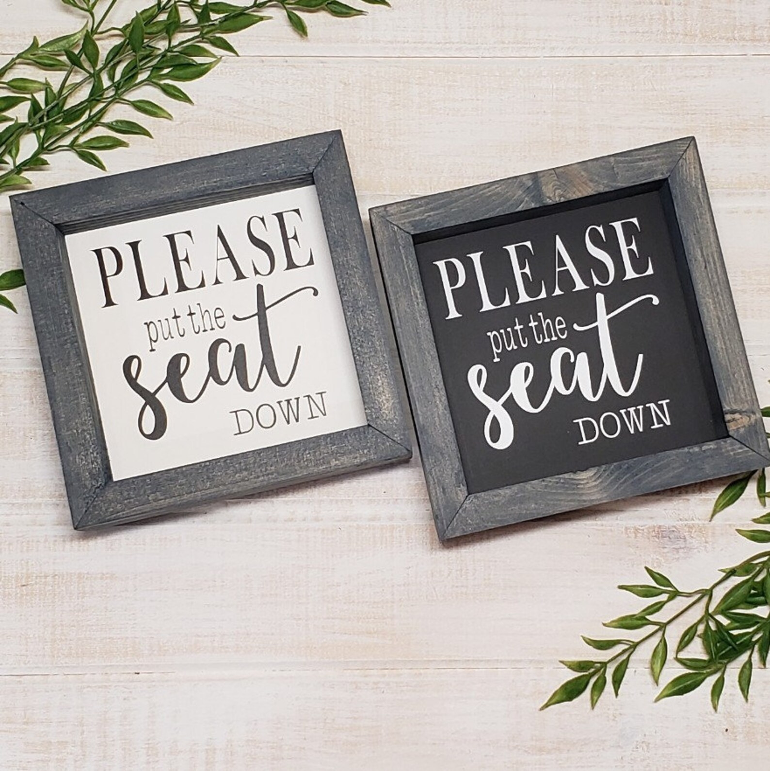 Please Put the Seat Down Sign Bathroom Sign Bathroom Wall Etsy