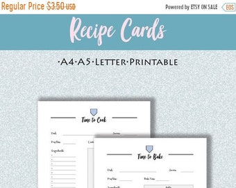 blank recipe sheets etsy