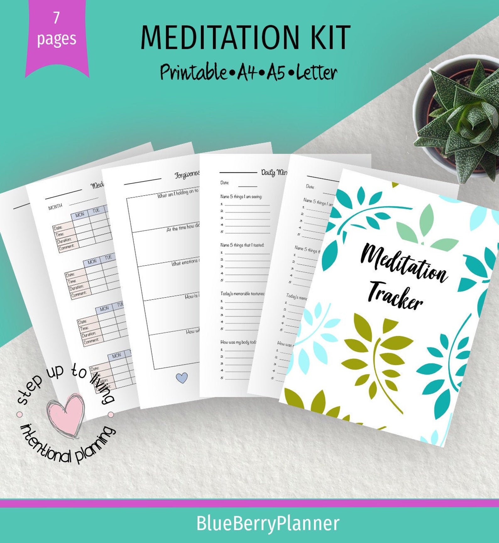 Meditation planner meditation tracker and mindfulness journal | Etsy