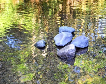 Abstract Nature Art, River Rock Art - Canvas Art, Metal Print, Photo Print - Abstract Photography - Large Wall Art,  Oregon Wall Art, PNW