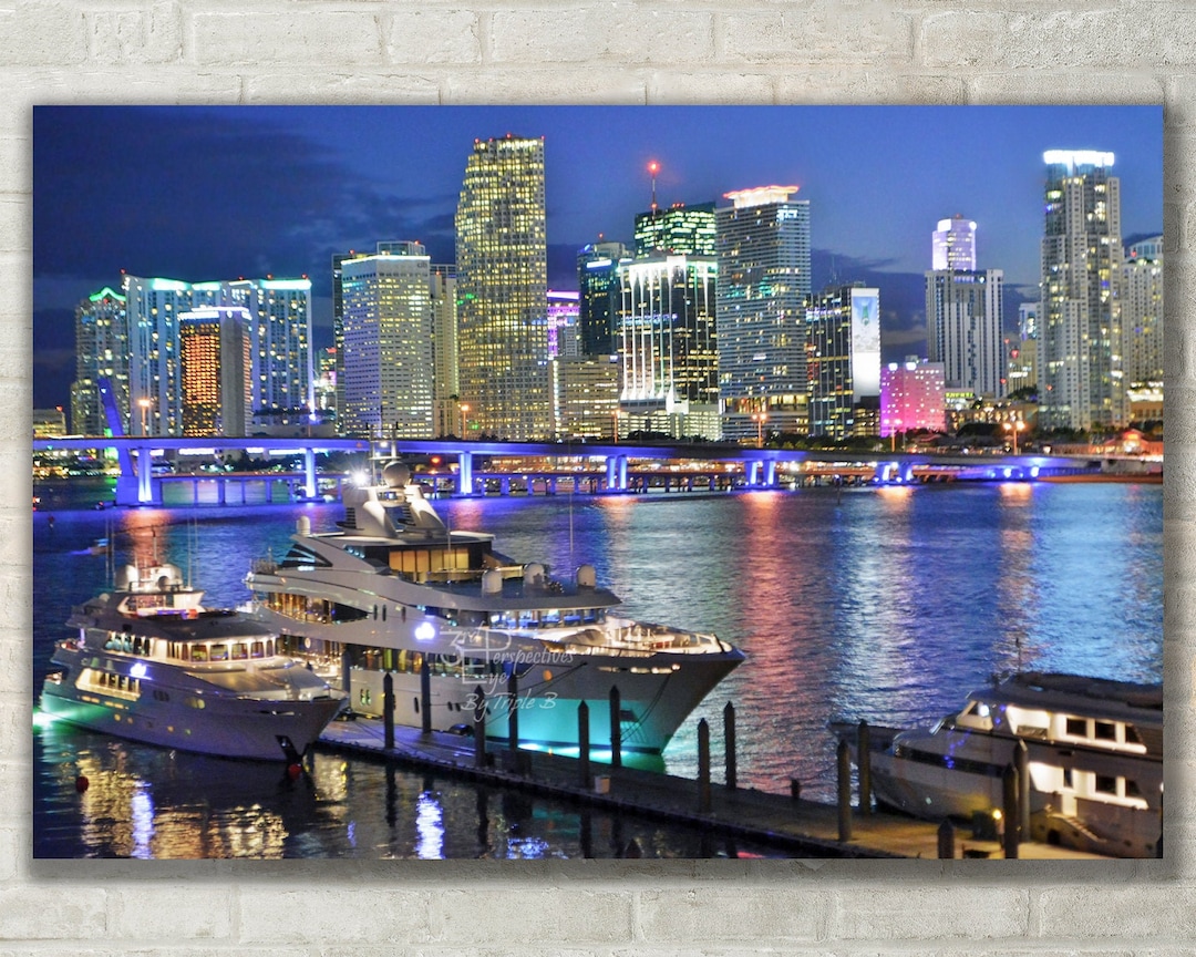 Miami Skyline Wall Art Photo Print Canvas Art Metal Print - Etsy