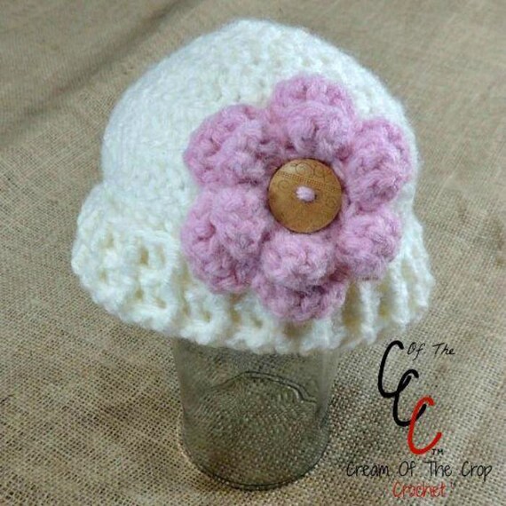 Preemie Newborn Gabrielle Hat Crochet Flower Hat Pattern Flower Hat Crochet Pattern Newborn Baby Crochet Hat Pattern Pdf Pattern