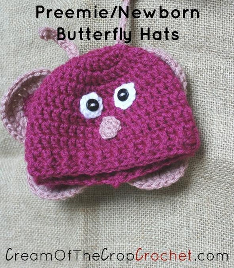 Preemie Newborn Butterfly Hat Baby Butterfly Hat Crochet Pattern Newborn Baby Crochet Hat Pattern Pdf Pattern