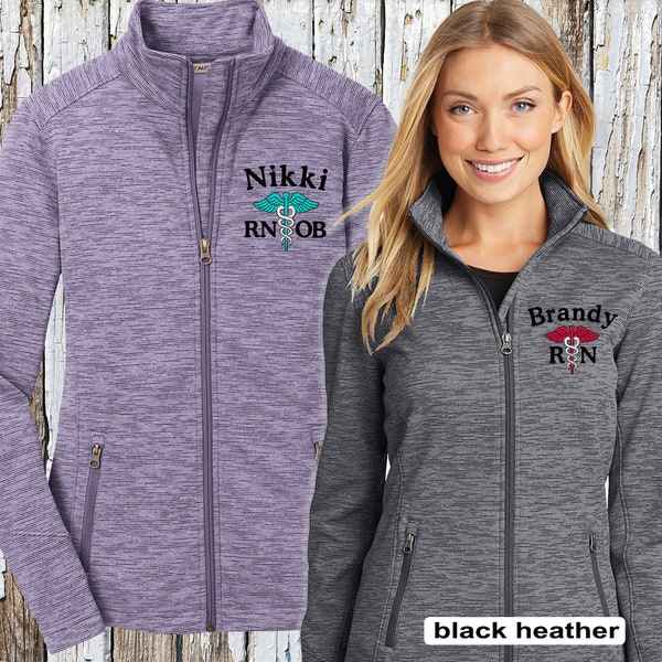 Personalized Ladies Nurse/Doctor Embroidered Full Zip Jacket, LPN, CNA, RN. Customized with any certification, Nurse Jacket