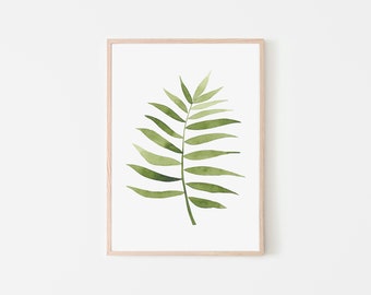 Tropical Leaf Watercolor Print - Palm - Digital Download