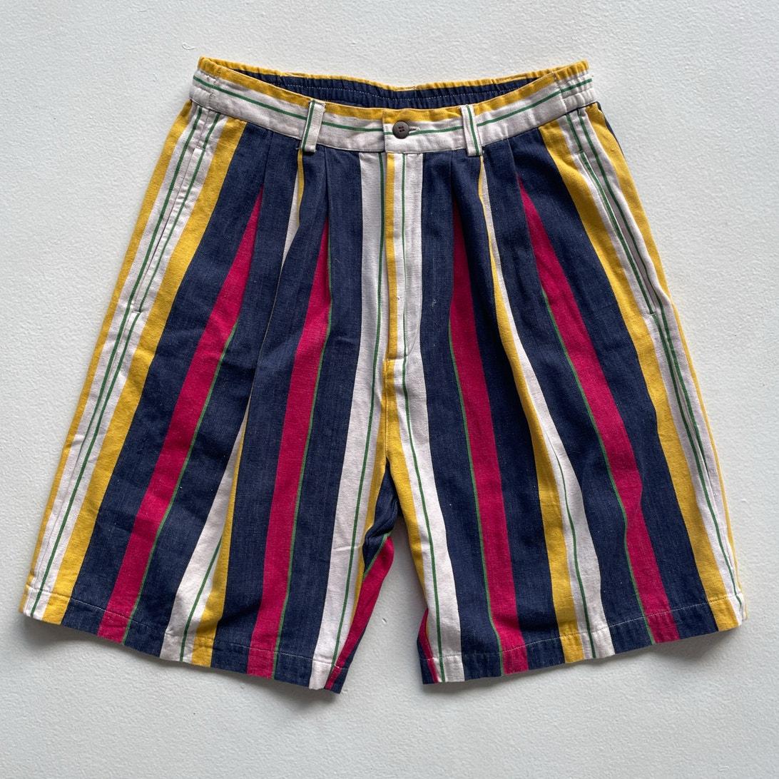 90s Striped Shorts - Etsy