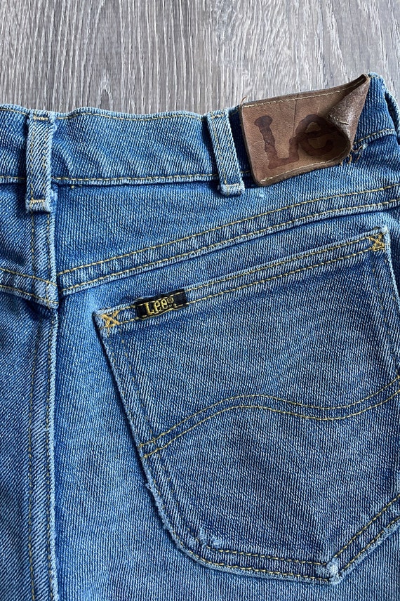 LEE Blue Denim Jean Shorts - Vintage 70's Faded d… - image 7