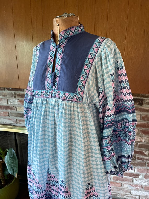 Indian Cotton Dress - Vintage 70’s Chambeli Geome… - image 2