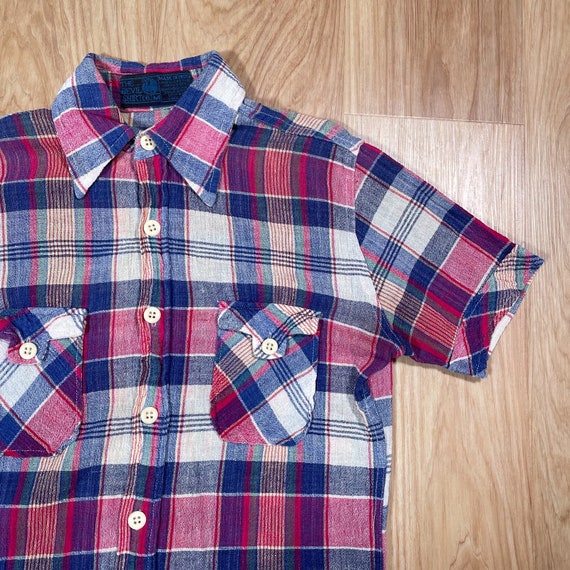 Plaid Button Up - Vintage 70's Devil Shirt Co. Ha… - image 3