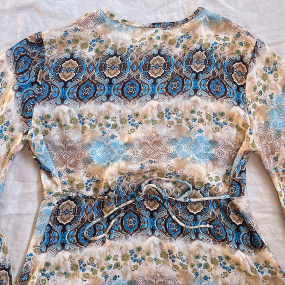 Bell Sleeve Top - VTG 90's Neutral Floral Fairy G… - image 5