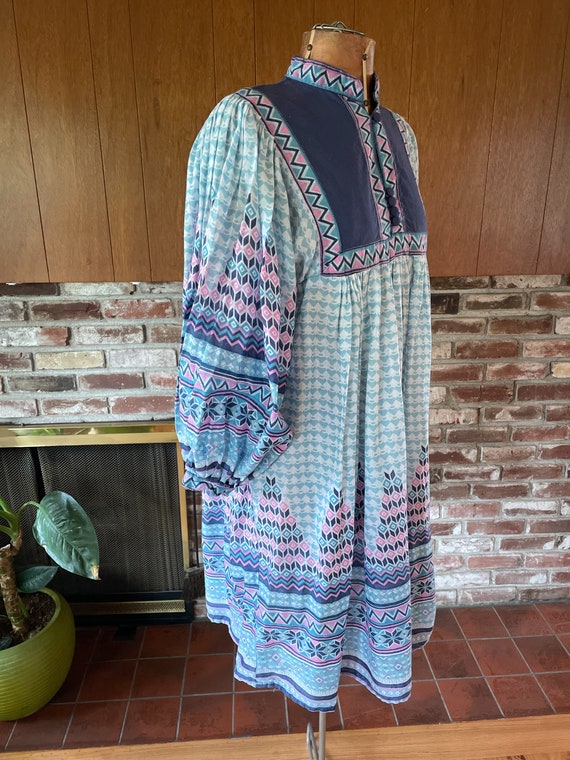 Indian Cotton Dress - Vintage 70’s Chambeli Geome… - image 3