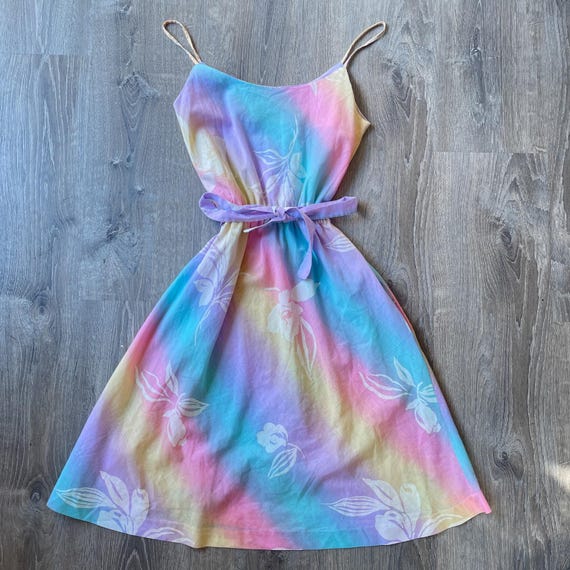 Tie Dye Gradient Delicate Floral Midi Dress Tie Dye Gradient Delicate Floral Midi Dress