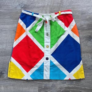 Vtg 60's I.MAGNIN Color Block Diamond Mini Skort Skirt Shorts Mod Retro Size 10