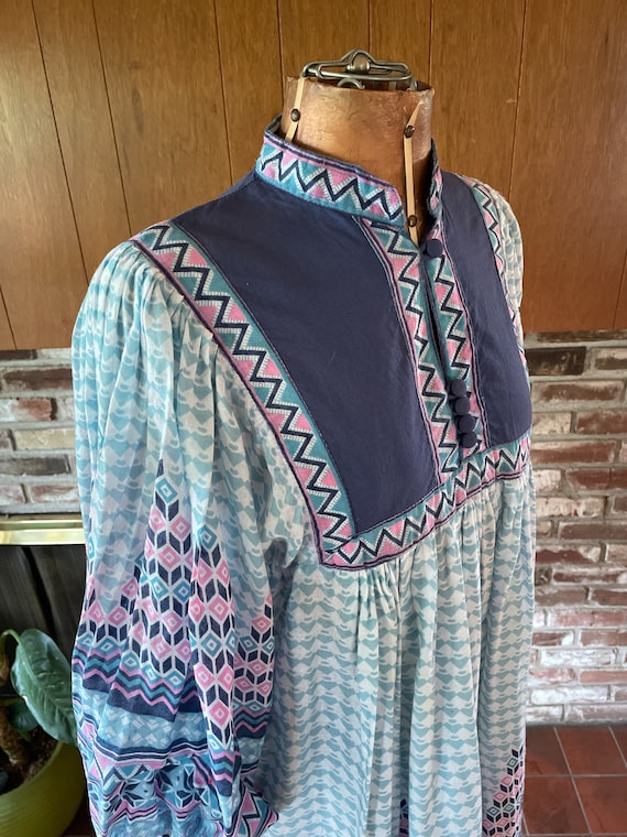 Indian Cotton Dress - Vintage 70’s Chambeli Geome… - image 4