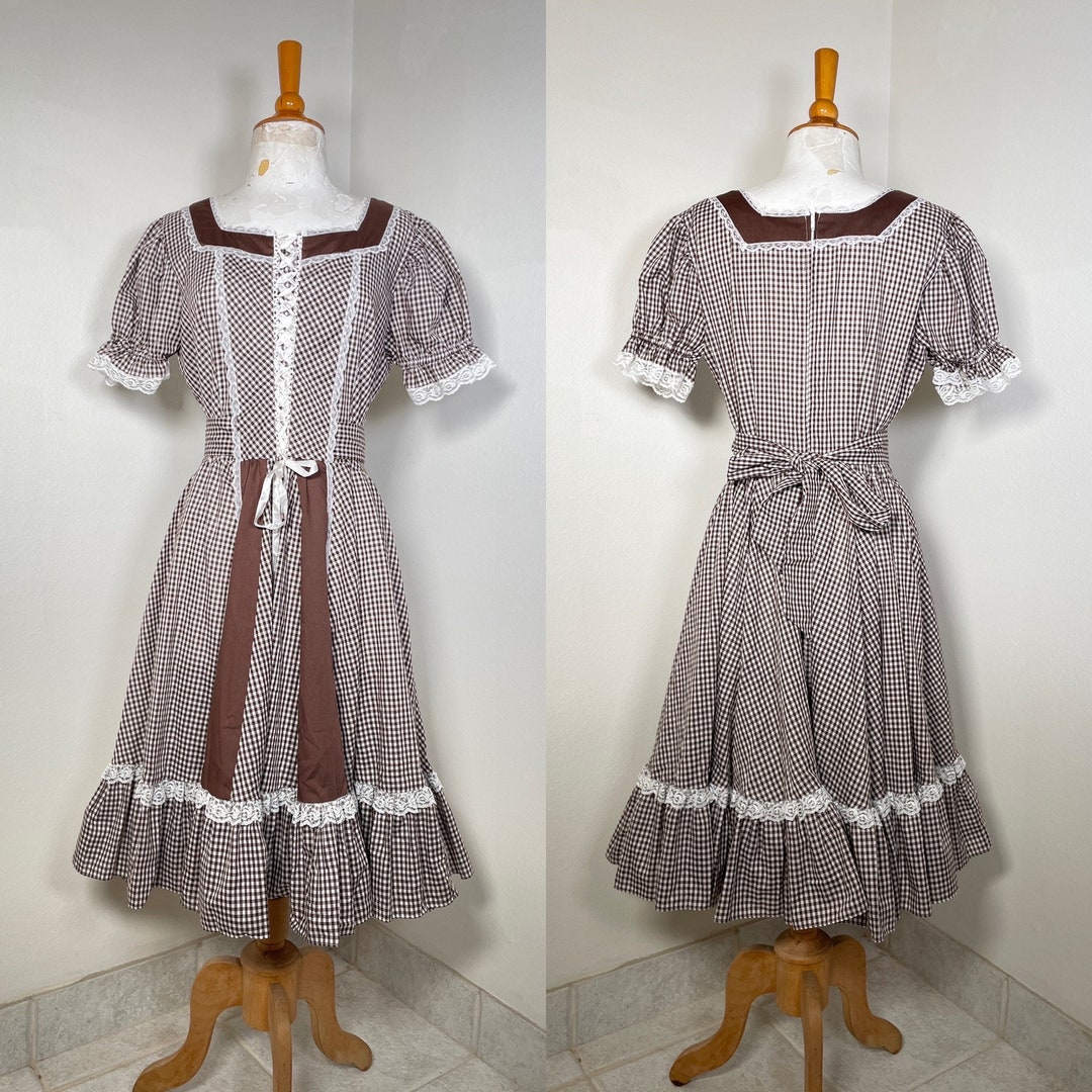 Brown Gingham Corset Dress