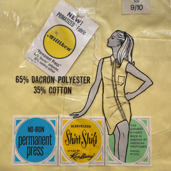 VTG 1960’s Deadstock Lemon Yellow Milliken Sleeve… - image 3