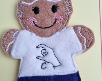 ginger sign language, hanger, decoration, birthday, retirement, Christmas, ornament, felt, traditional, british  sign language