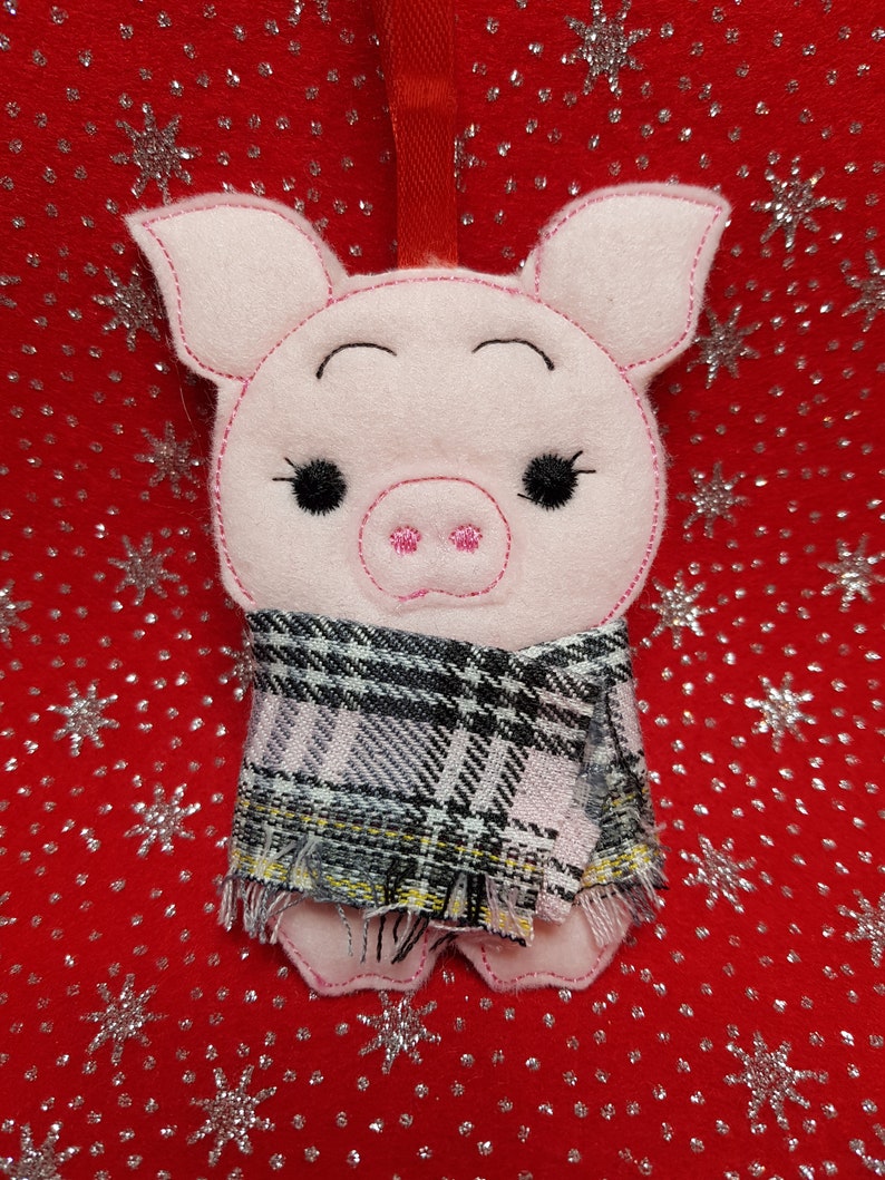 Quirky Pigs in Blanket Christmas Decoration Felt Pig Plaid Etsy UK