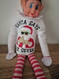 christmas doll, jumper.elf, quirky. elf props. 67 santa says, wardrobe, dress up
