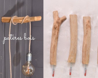 Wooden wall hook for hanging light, branch hook, natural wall art