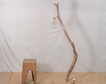 Beautiful weathered tree branch floor lamp