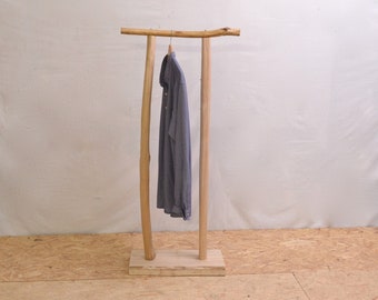 Natural wood clothes rack, valet stand