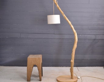 Wooden floor lamp with a nice branch, driftwood lamp