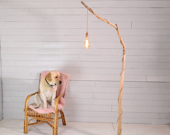 Tall branch floor lamp with a nice chestnut branch