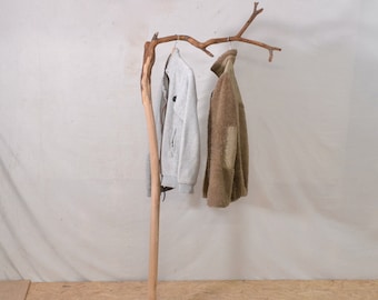 Valet de chambre, portant vêtements, dressing en bois avec une branche (chêne)