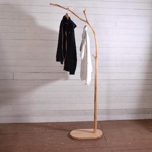 Original wooden clothes hanger with a branch, Valet Stand