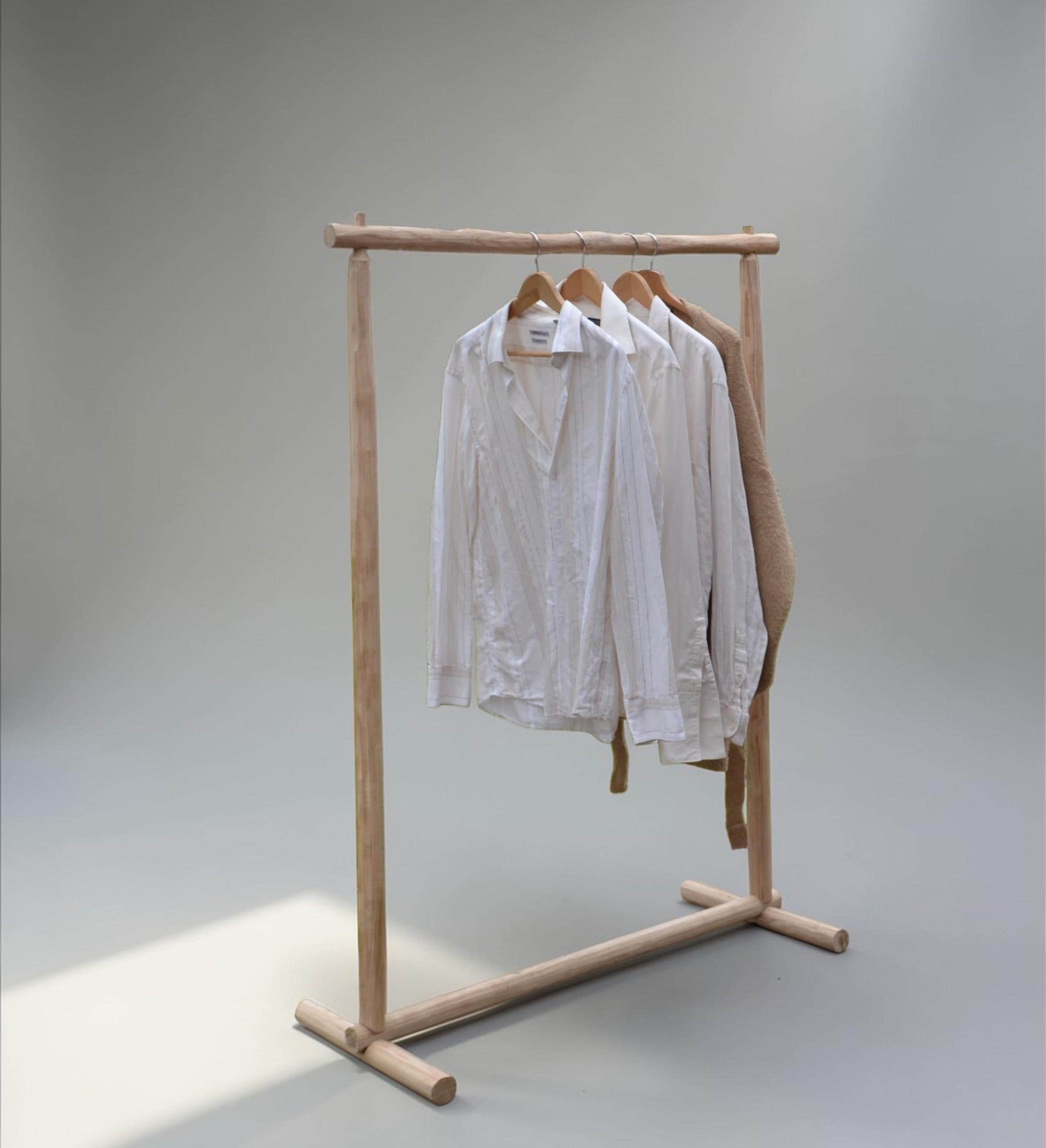 Portant À Vêtements Bois Naturel | Penderie Ouverte Minimaliste Scandinave Déco Nature Chic